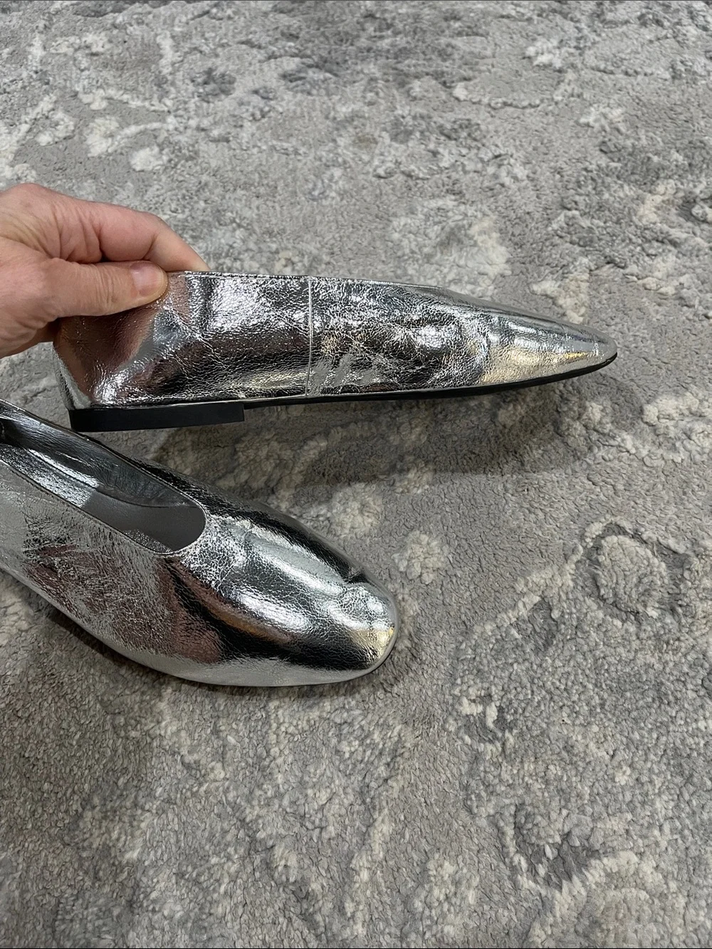 Jeffrey Campbell ROMP Flat Metallic Silver Slip-On Loafers